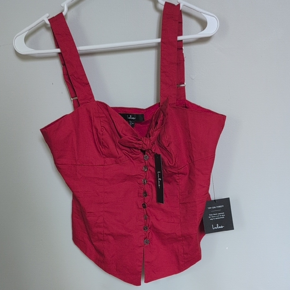 Lulu's Red Sleeveless Bustier Tank Top
